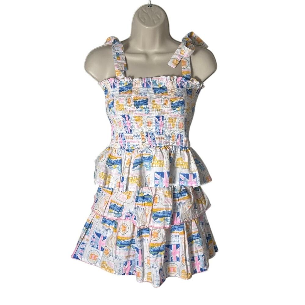 Haute Hippie Womens Smocked Top and Ruffle Skirt‎ Vacation Tropical Set Size L